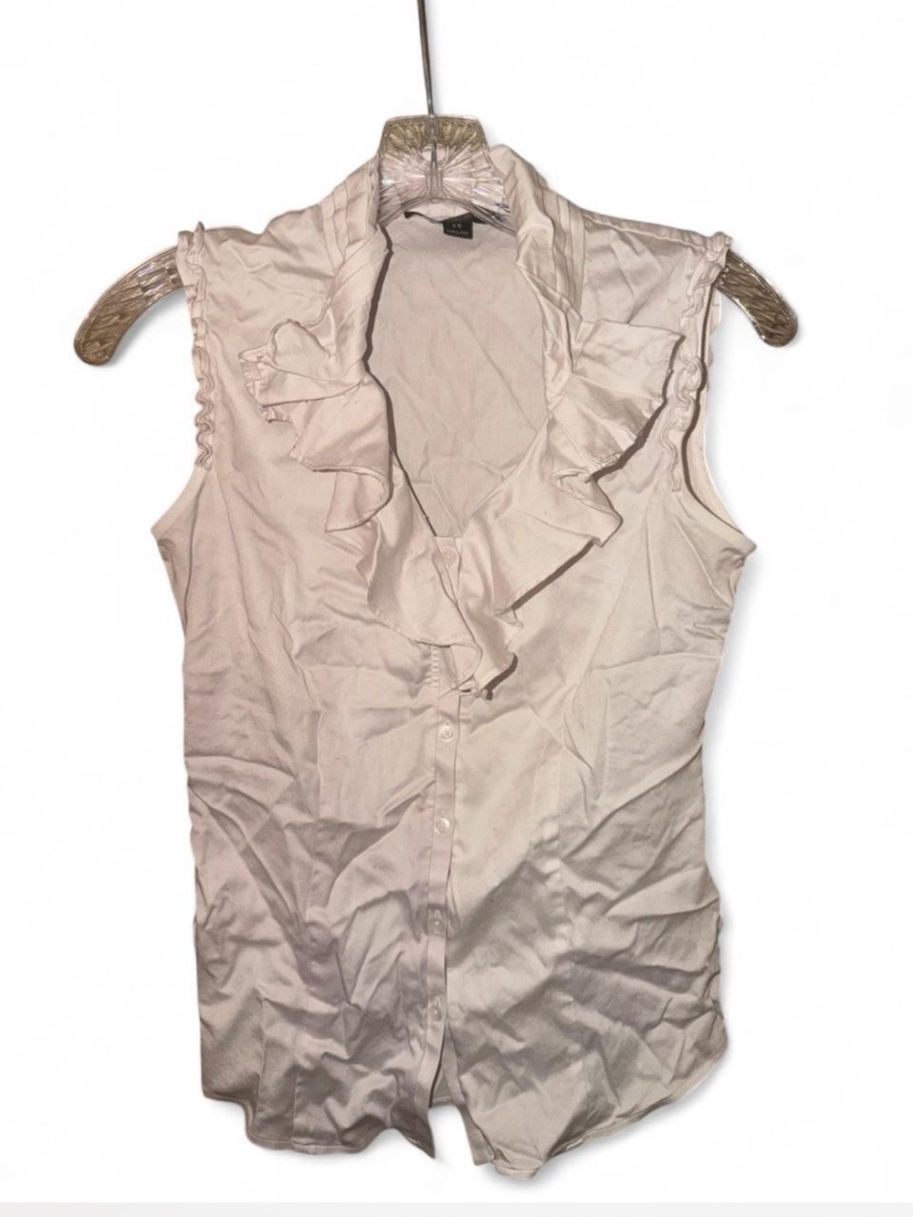 Sleeveless Ruffle Front Women's Top - Cream
